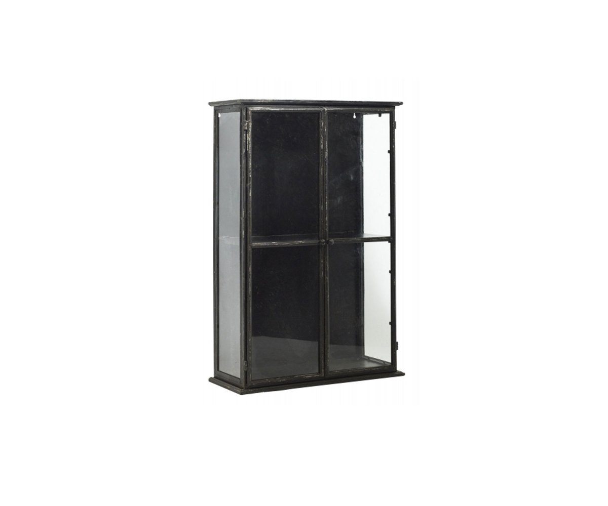 Etagere Murale Design En Metal Noir Avec Portes Vitrees Romy Nordal