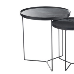 Set de 2 tables gigognes métal ronde-COFFI