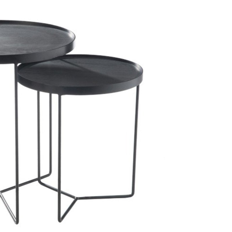 Set de 2 tables gigognes métal ronde-COFFI