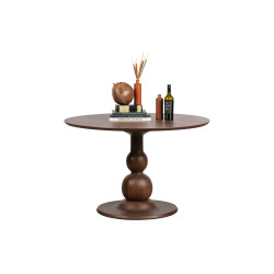 Table à manger ronde 120cm vintage en bois MIONE