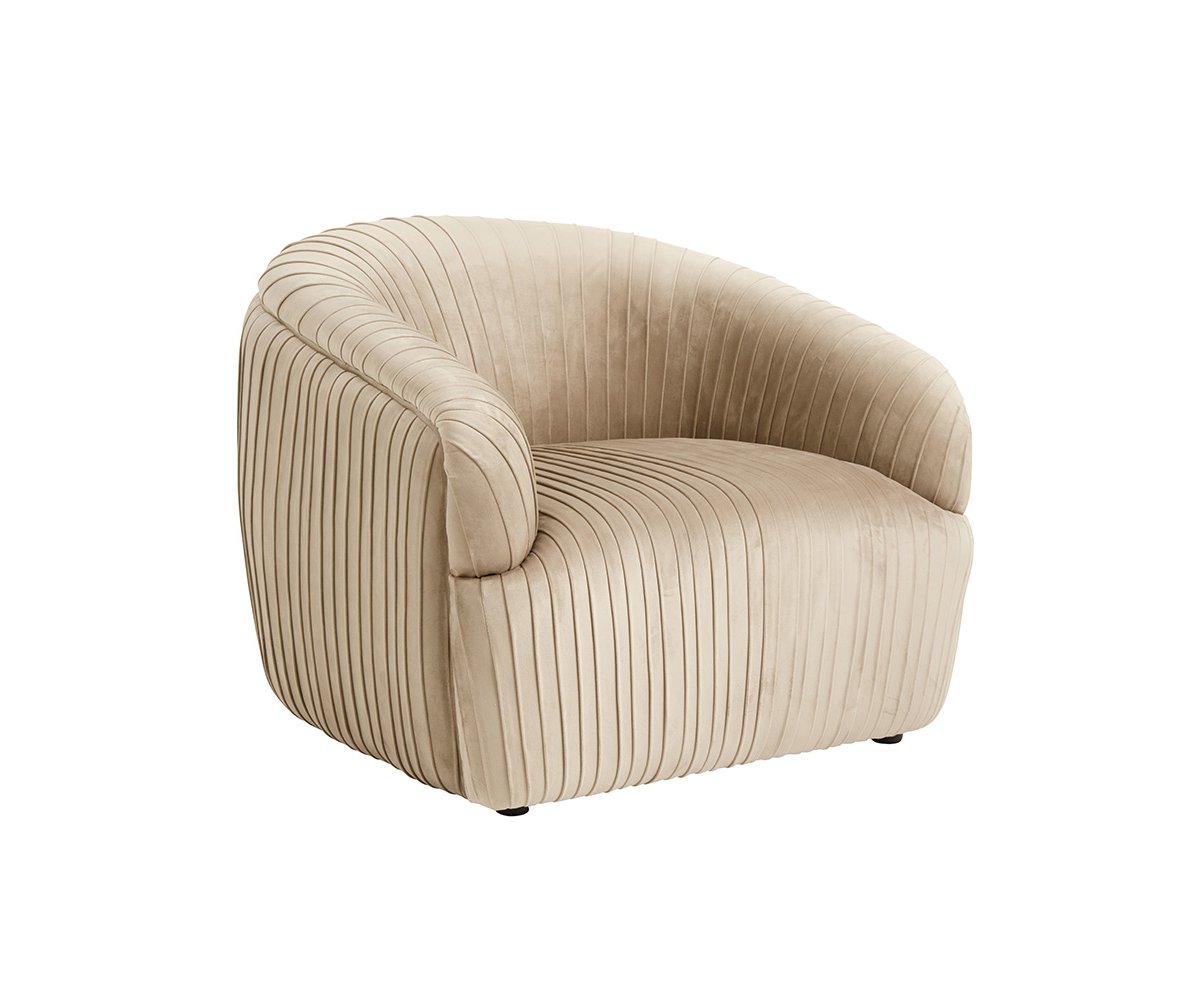 Fauteuil lounge arrondi en velours beige LENY, top des tendances