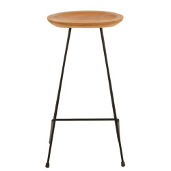 Tabouret minimaliste assise bois de teck SYDNEY