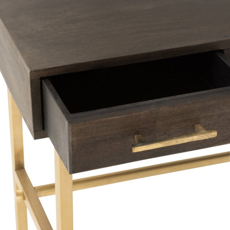 Bureau contemporain effet bois et métal doré CHICAGO