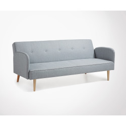 Grand Canapé Lit 2 Places Tissu Gris Clair Bedin 188cm