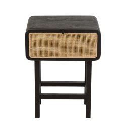 Table de chevet en rotin et bois noir DAISY