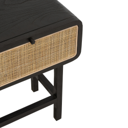 Table de chevet en rotin et bois noir DAISY