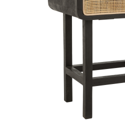 Table de chevet en rotin et bois noir DAISY