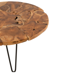 Table basse ronde en teck SAMUEL