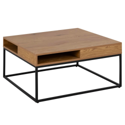 Table basse carrée en bois massif et métal WILLY