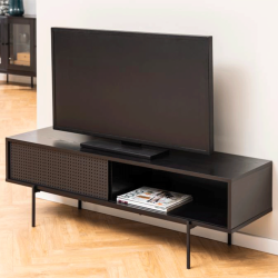 Meuble TV design 140cm en bois noir BLACK