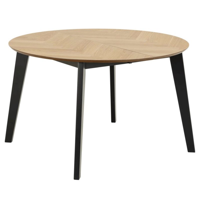 Table ronde extensile en bois et métal noir GEORGIA