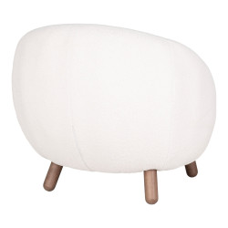 Fauteuil en agneau artificiel blanc et en pieds bois BREBIS