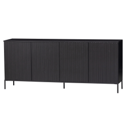 Buffet en bois pin massif avec 4 portes noir MAY