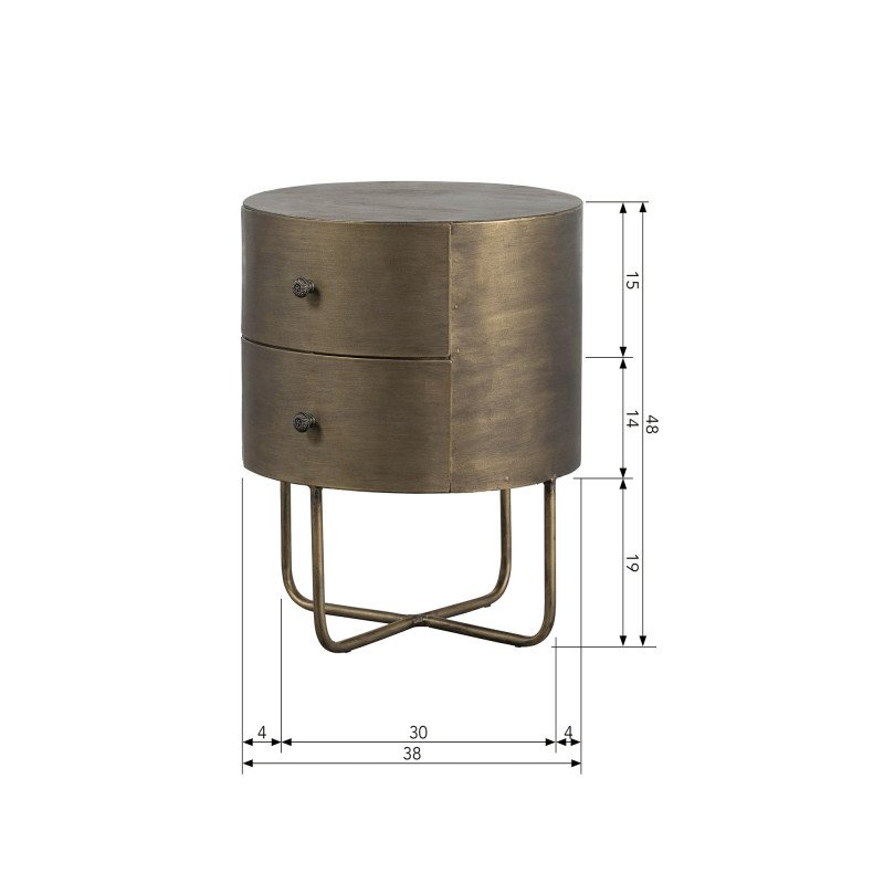 Table de chevet ronde en métal laiton GOSSIP