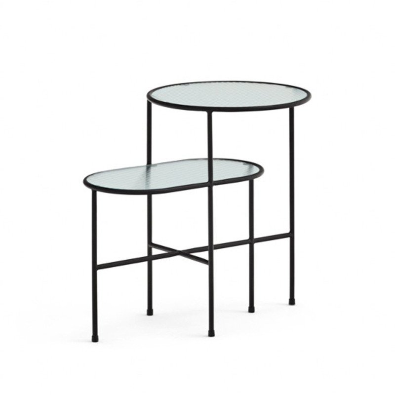 Table gigogne minimaliste en métal et verre NIX