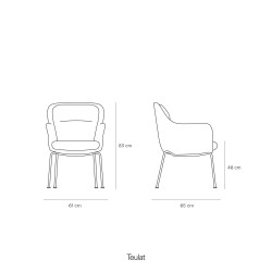 Chaise en tissu et métal avec accoudoirs SADIRA