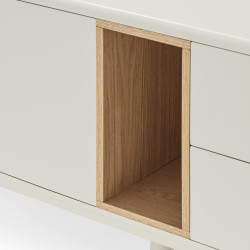 Meuble TV 2 portes 2 tiroirs avec niche en bois CORVO