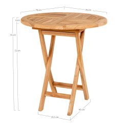 Table à manger extérieur ronde en teck 70cm LARY