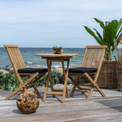 Table à manger extérieur ronde en teck 70cm LARY