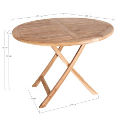 Table à manger extérieur ronde en teck 100cm LARY