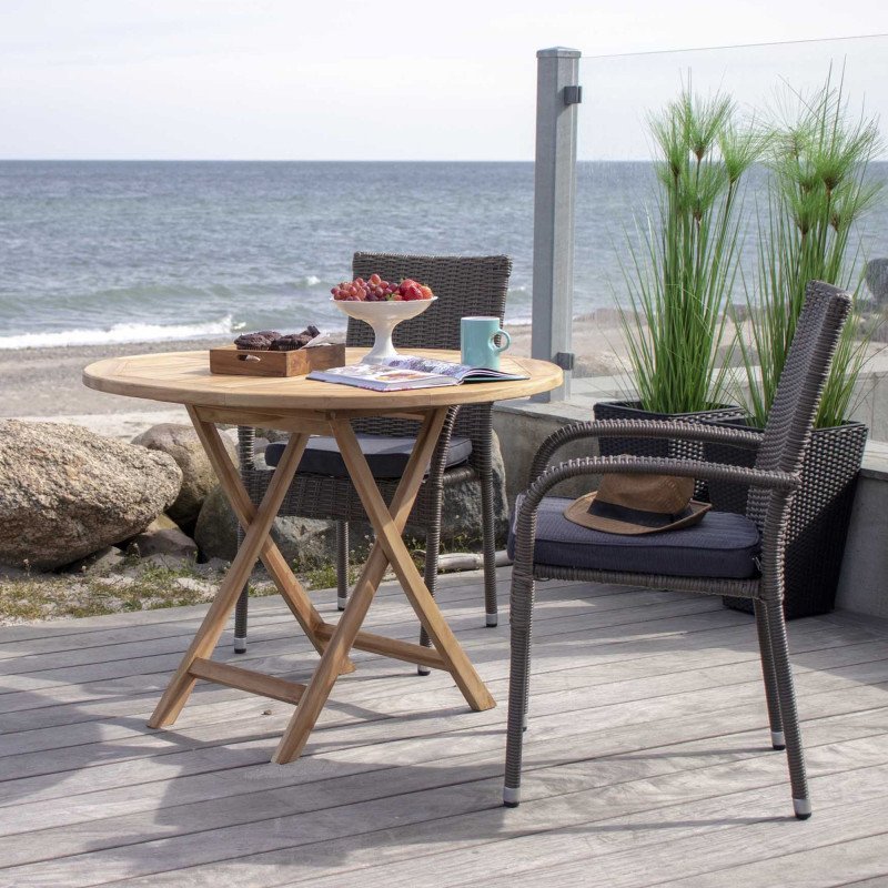 Table à manger extérieur ronde en teck 100cm LARY