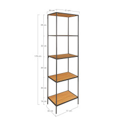 Etagère 5 tablettes en métal et bois 170cm GIVAUDE