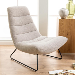 Fauteuil relax en tissu beige et pieds en métal GLIFFORD