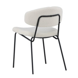 Lot de 2 chaises modernes en tissu bouclé pieds métal noir BLANCHE