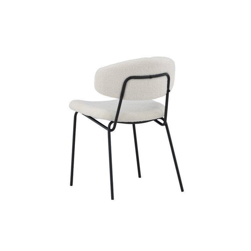 Lot de 2 chaises modernes en tissu bouclé pieds métal noir BLANCHE