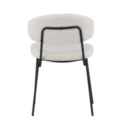 Lot de 2 chaises modernes en tissu bouclé pieds métal noir BLANCHE