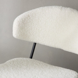 Lot de 2 chaises modernes en tissu bouclé pieds métal noir BLANCHE