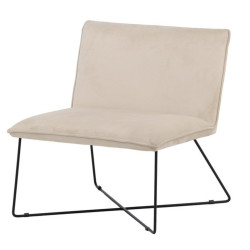 Fauteuil en velours beige et métal noir moderne CHUA