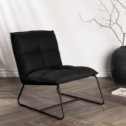 Fauteuil en tissu noir matelassé et métal LUPS