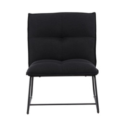 Fauteuil en tissu noir matelassé et métal LUPS