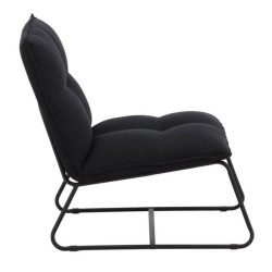 Fauteuil en tissu noir matelassé et métal LUPS