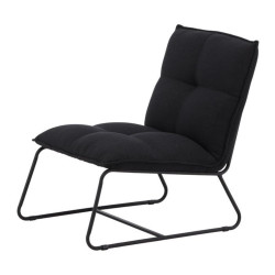 Fauteuil en tissu noir matelassé et métal LUPS