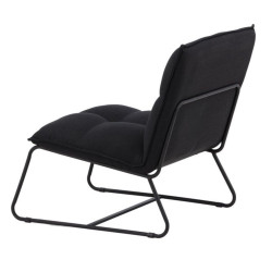 Fauteuil en tissu noir matelassé et métal LUPS