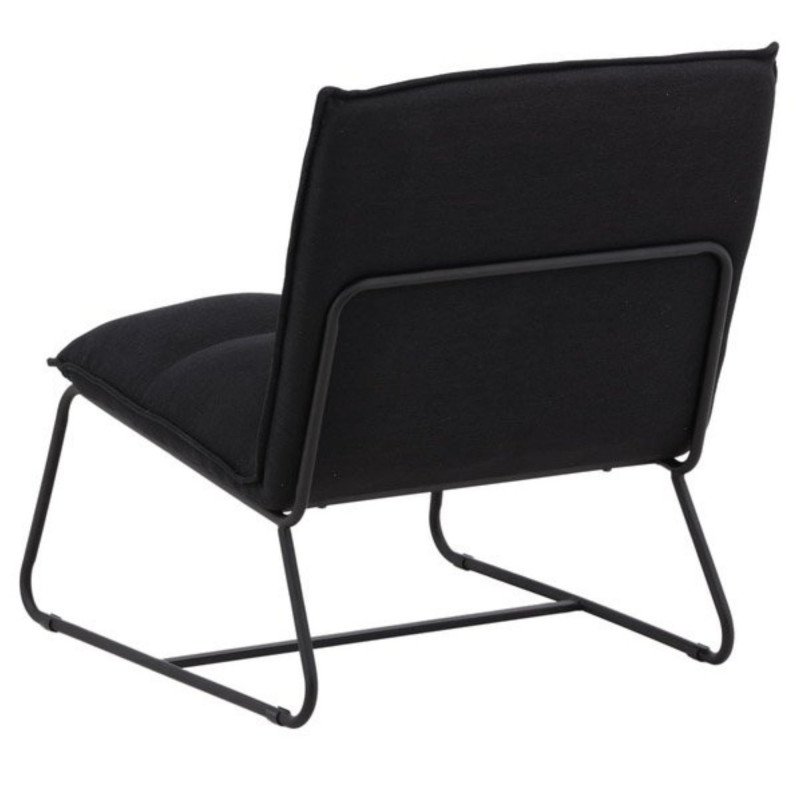 Fauteuil en tissu noir matelassé et métal LUPS