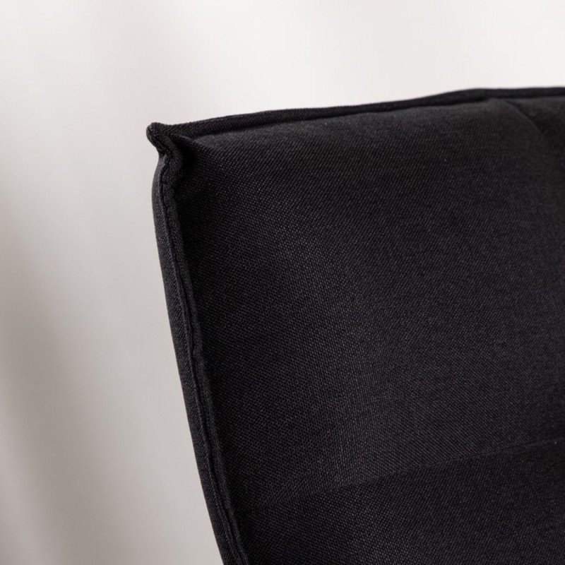 Fauteuil en tissu noir matelassé et métal LUPS