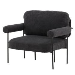 Fauteuil en tissu gris foncé et métal avec accoudoirs HUGUES