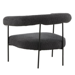 Fauteuil en tissu gris foncé et métal avec accoudoirs arrondis COEUR