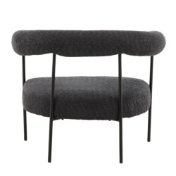 Fauteuil en tissu gris foncé et métal avec accoudoirs arrondis COEUR