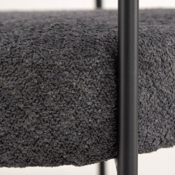 Fauteuil en tissu gris foncé et métal avec accoudoirs arrondis COEUR