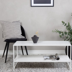 Table basse 2 plateaux en métal blanc SPAVA