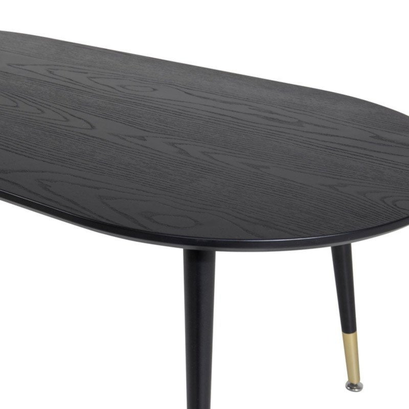 Table basse en bois noir pieds dorés DALA