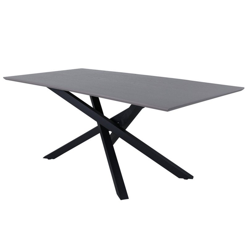 Table à manger 180cm plateau bois pieds métal noir GLAVIE