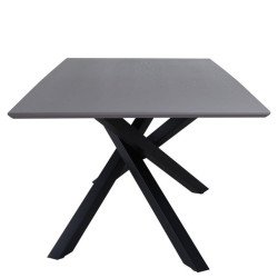 Table à manger 180cm plateau bois pieds métal noir GLAVIE