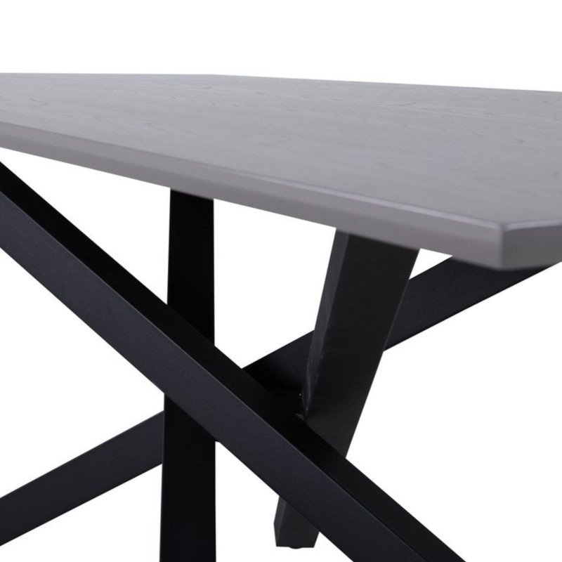 Table à manger 180cm plateau bois pieds métal noir GLAVIE