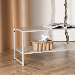 Table basse rectangulaire 2 plateaux en métal beige SPAVA