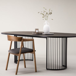 Grande table à manger élégante en bois et métal 220cm OMNIKA